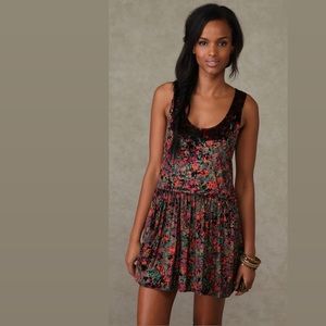 Free People Floral Crushed Velvet Mini Dress